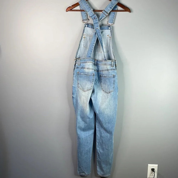 CI SONO Denim Overalls Distressed Jean Blue Light Adjustable 90s Vibe Boho S - Picture 9 of 13